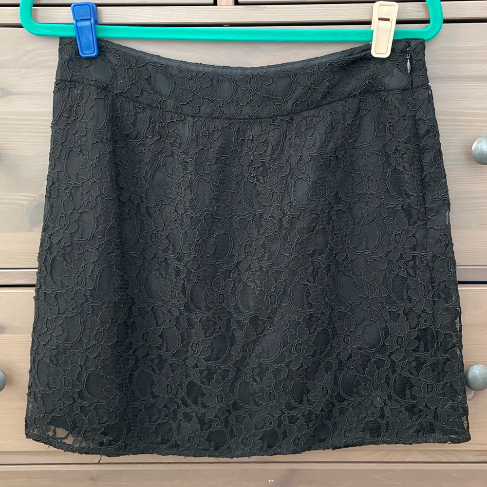 Laundry by Shelli Segal Black Lace A-Line Skirt Size 8